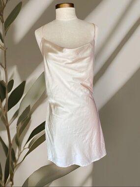 Altar'd State Satin Slip Dress in Soft Champagne